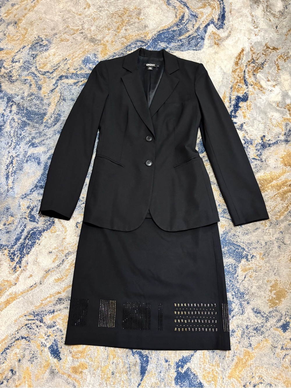 Dkny Black Women's Two-Button Tailored Blazer and Skirt Set